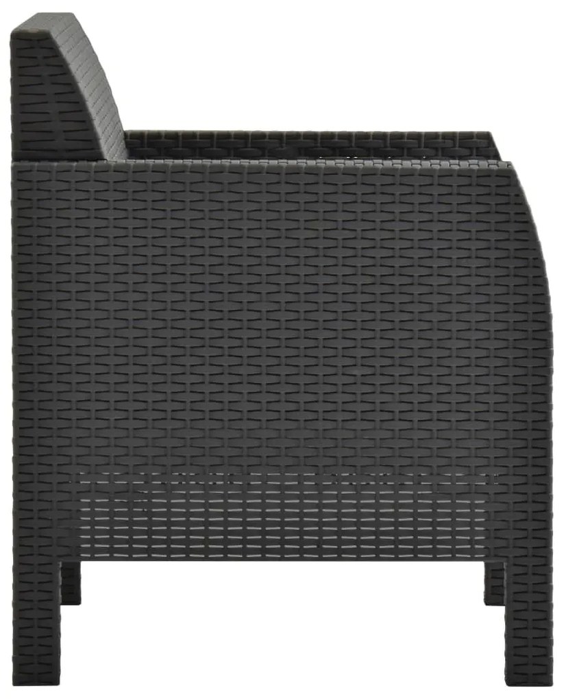 4 pcs conjunto lounge jardim com almofadões vime PP antracite