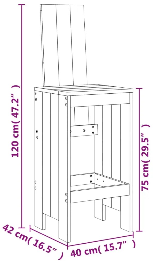 Cadeiras de bar 2 pcs 40x42x120 cm pinho maciço castanho-mel