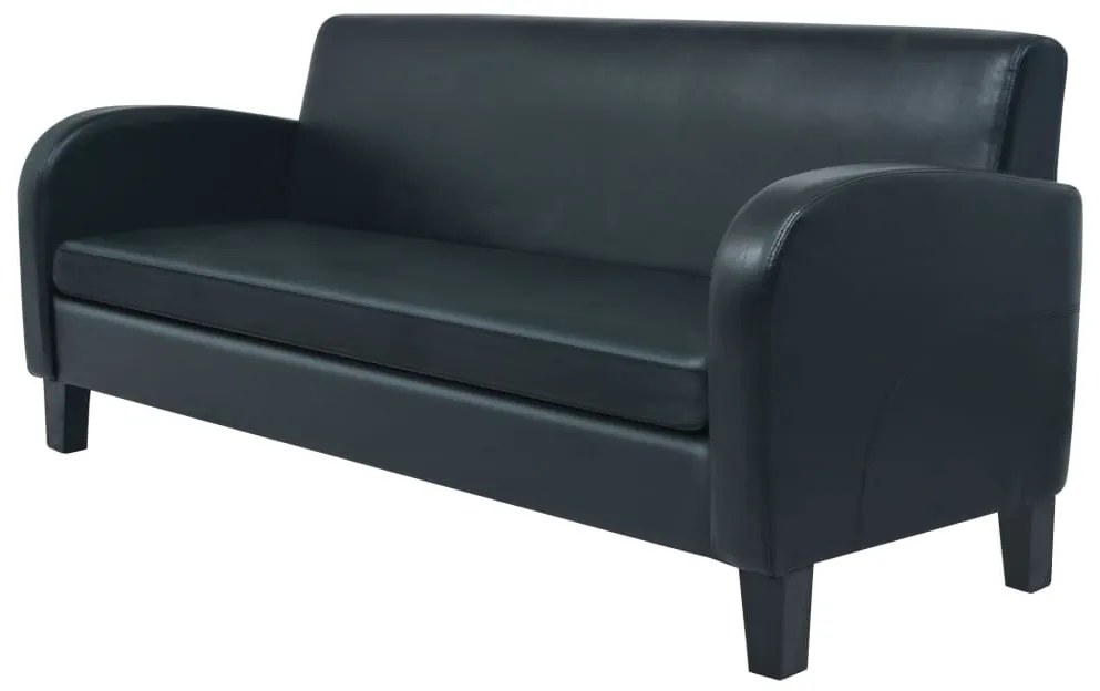 Conjunto de sofás 2 pcs couro artificial preto