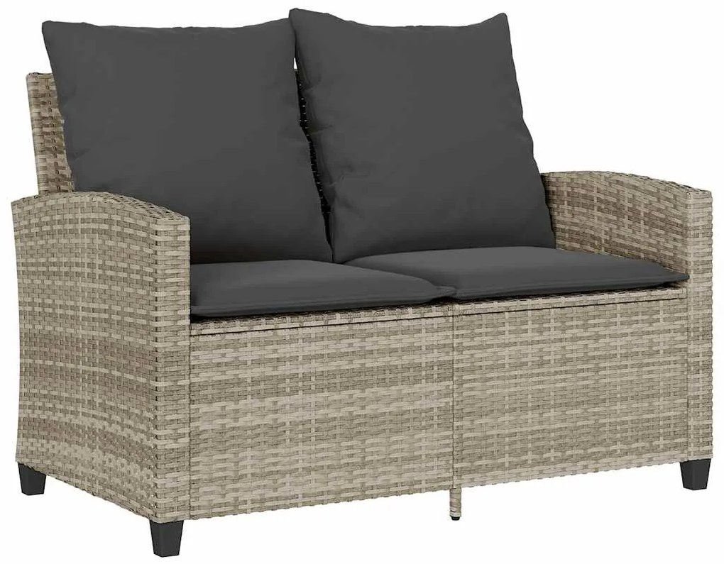 6 pcs conj. sofás jardim com almofadões vime PE cinzento-claro