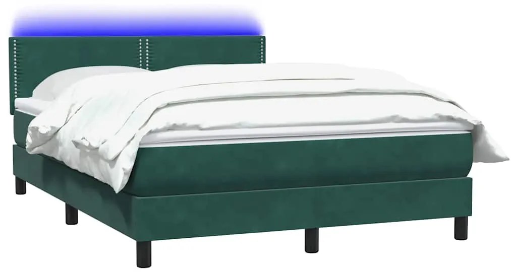 Box Cama primavera com Colchão Verde Escuro 140x210 cm Veludo