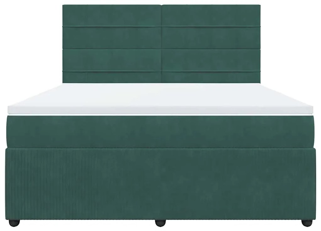 Cama com molas/colchão 180x200 cm veludo verde-escuro