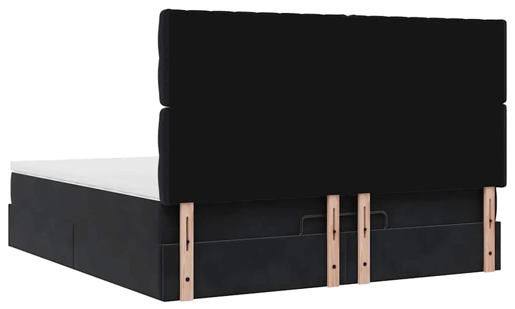 Estrutura de cama otomana com colchões 180x200cm veludo preto