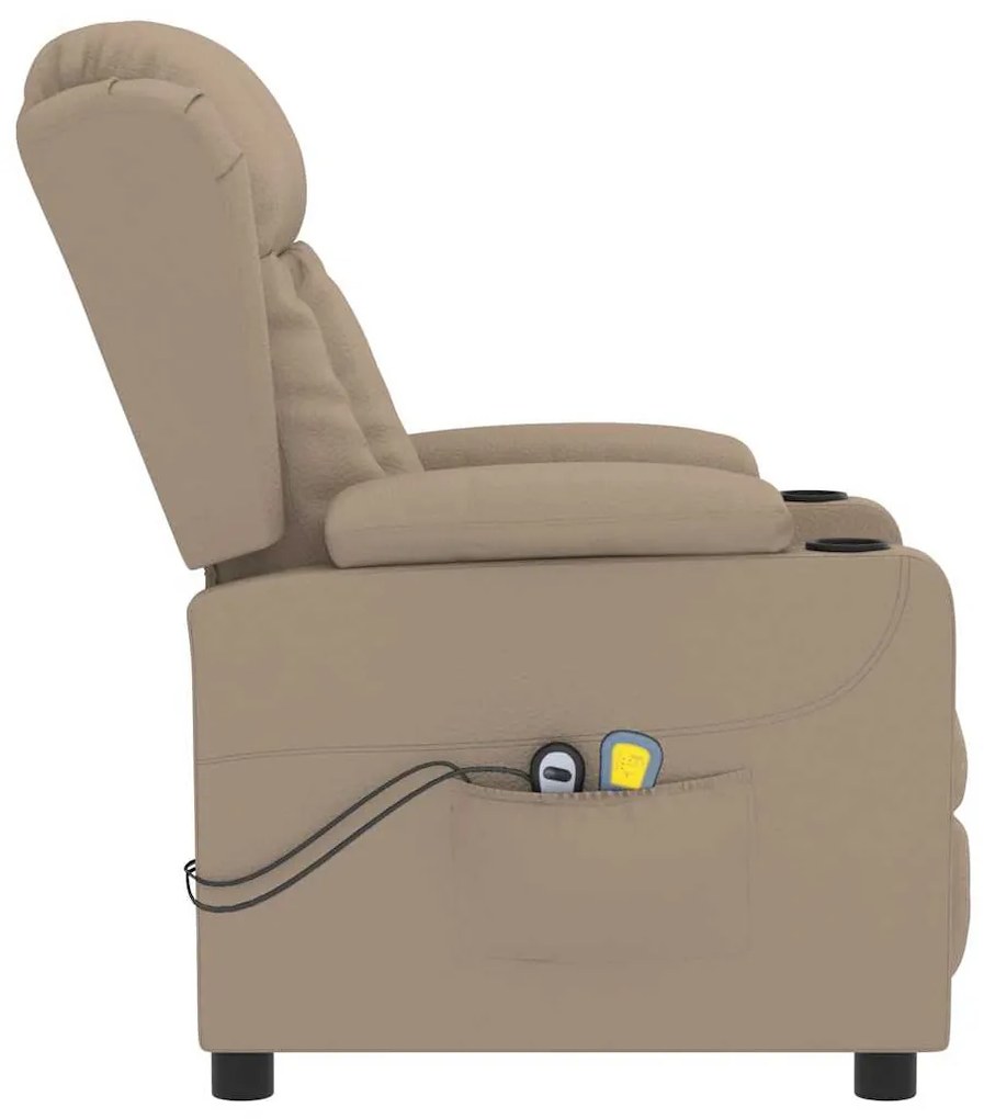 Poltrona massagens reclinável elétrica couro artif. cappuccino