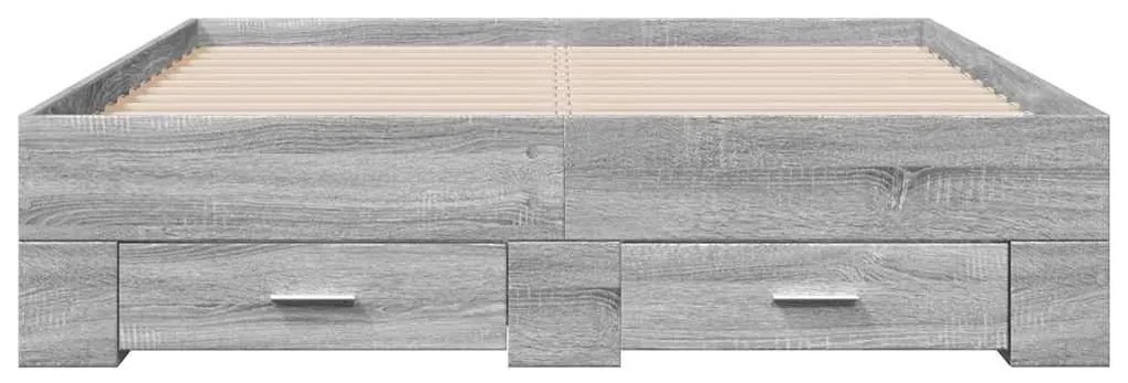 Estrutura de cama c/ gavetas derivados madeira cinza sonoma