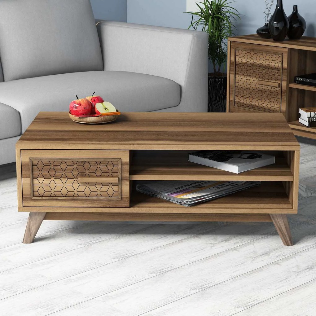 Mesa de Centro Ayla – Nogueira – 105 cm x 38,2 cm x 60 cm