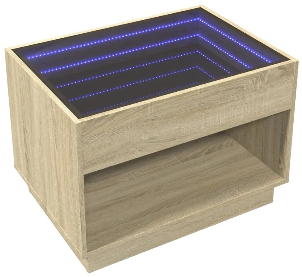Mesa de centro luzes LED Infinity 70x50x50 cm carvalho sonoma