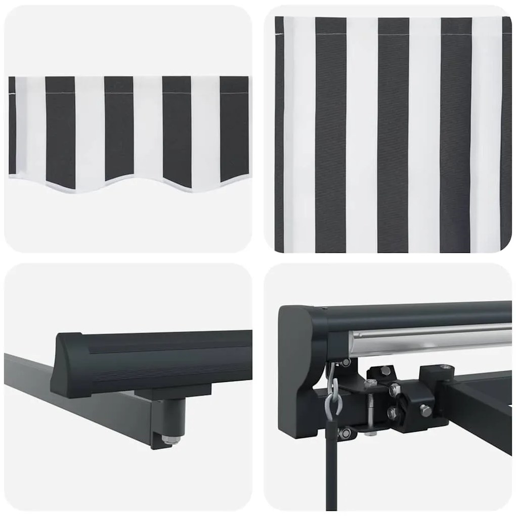 Toldo Retrátil Antracite e Branco 400x300 cm Poliéster e Aço