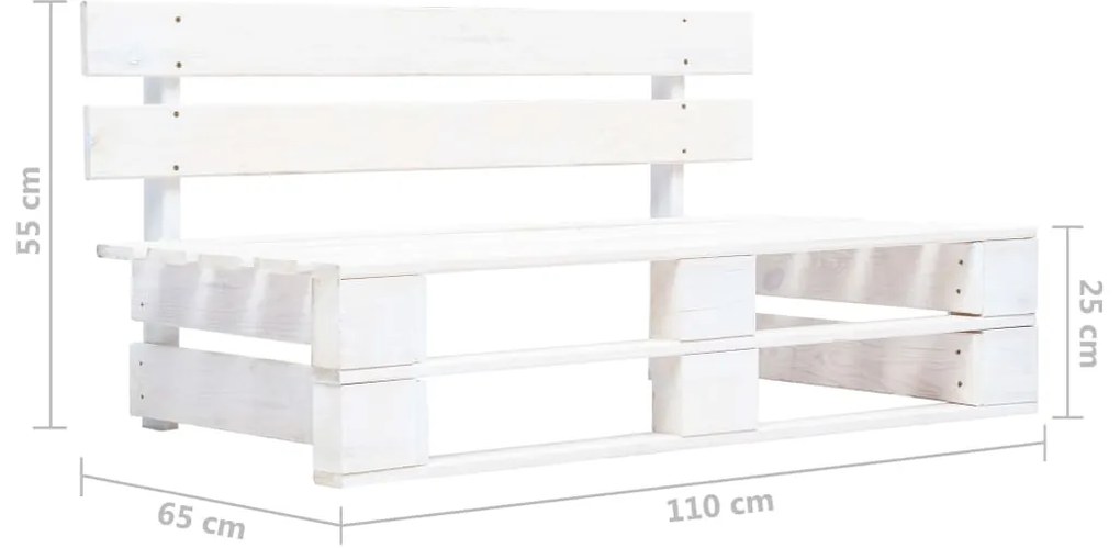 6 pcs conj. lounge paletes + almofadões pinho impregnado branco