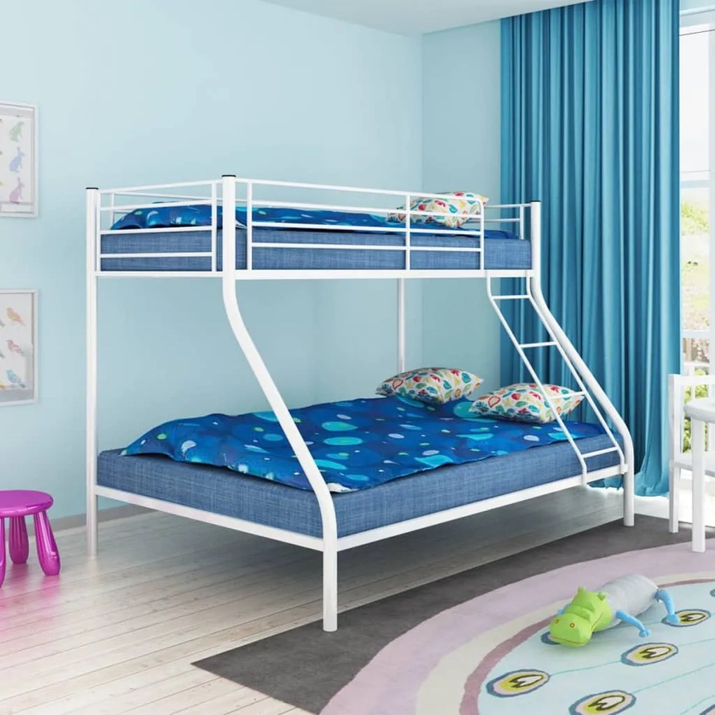 242994 vidaXL Estrutura de beliche infantil 140x200/90x200 cm metal branco