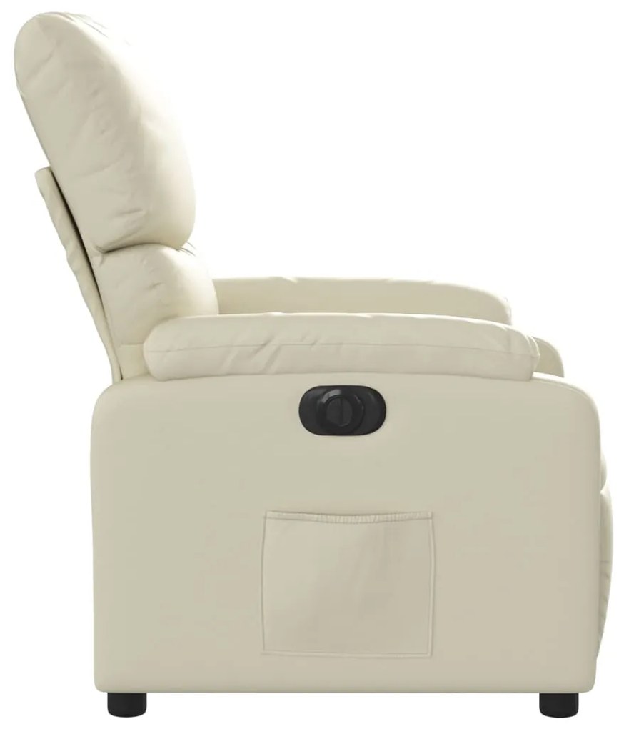 Poltrona reclinável elétrica couro artificial cor creme