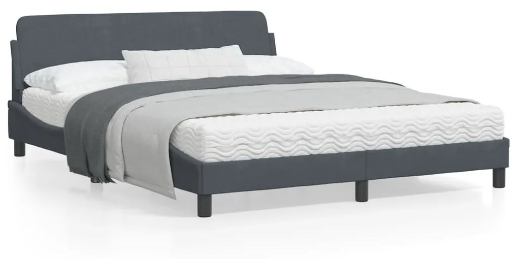 vidaXL Estrutura de cama sem colchão 160x200 cm veludo cinzento-escuro