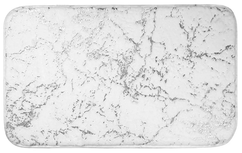 Tapetes de banho Douceur d intérieur  TAPIS DE BAIN 45 x 75 CM MICROFIBRE IMPRIMEE MARBULOUS BLANC/ARG