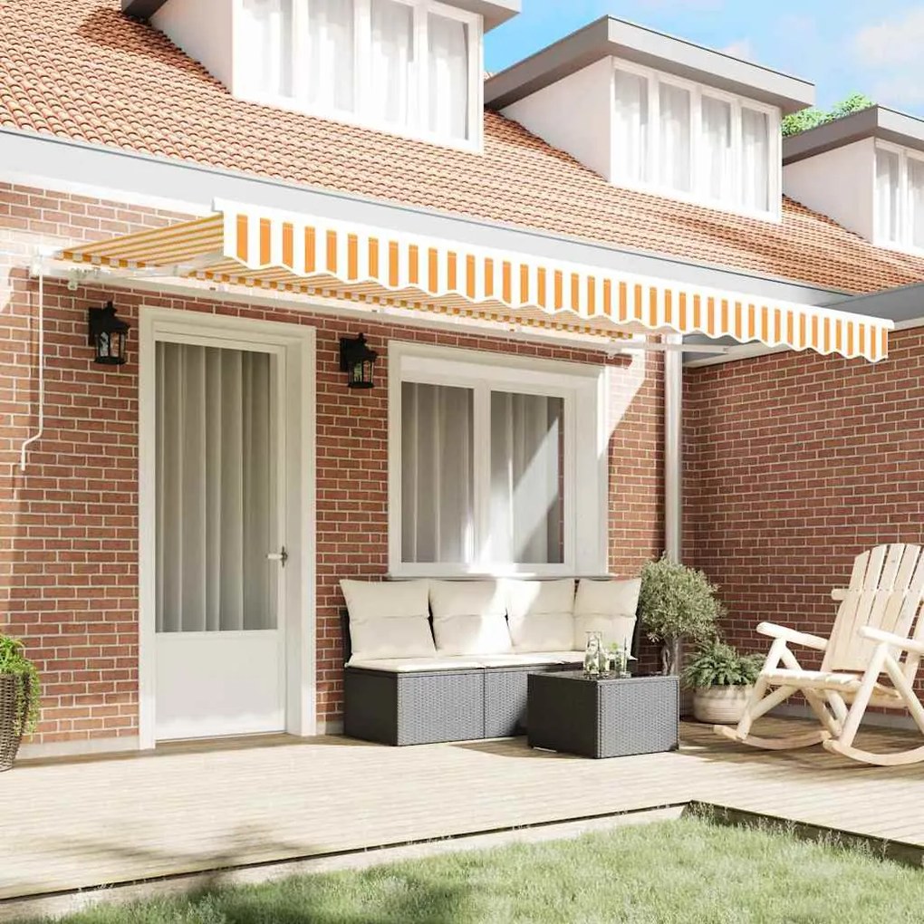Toldo Retrátil Amarelo e Branco 400x200 cm 400 x 200 cm 4x2 m