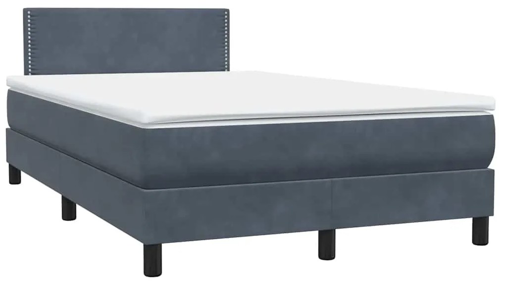 Cama boxspring com colchão 120x220 cm veludo cinzento-escuro