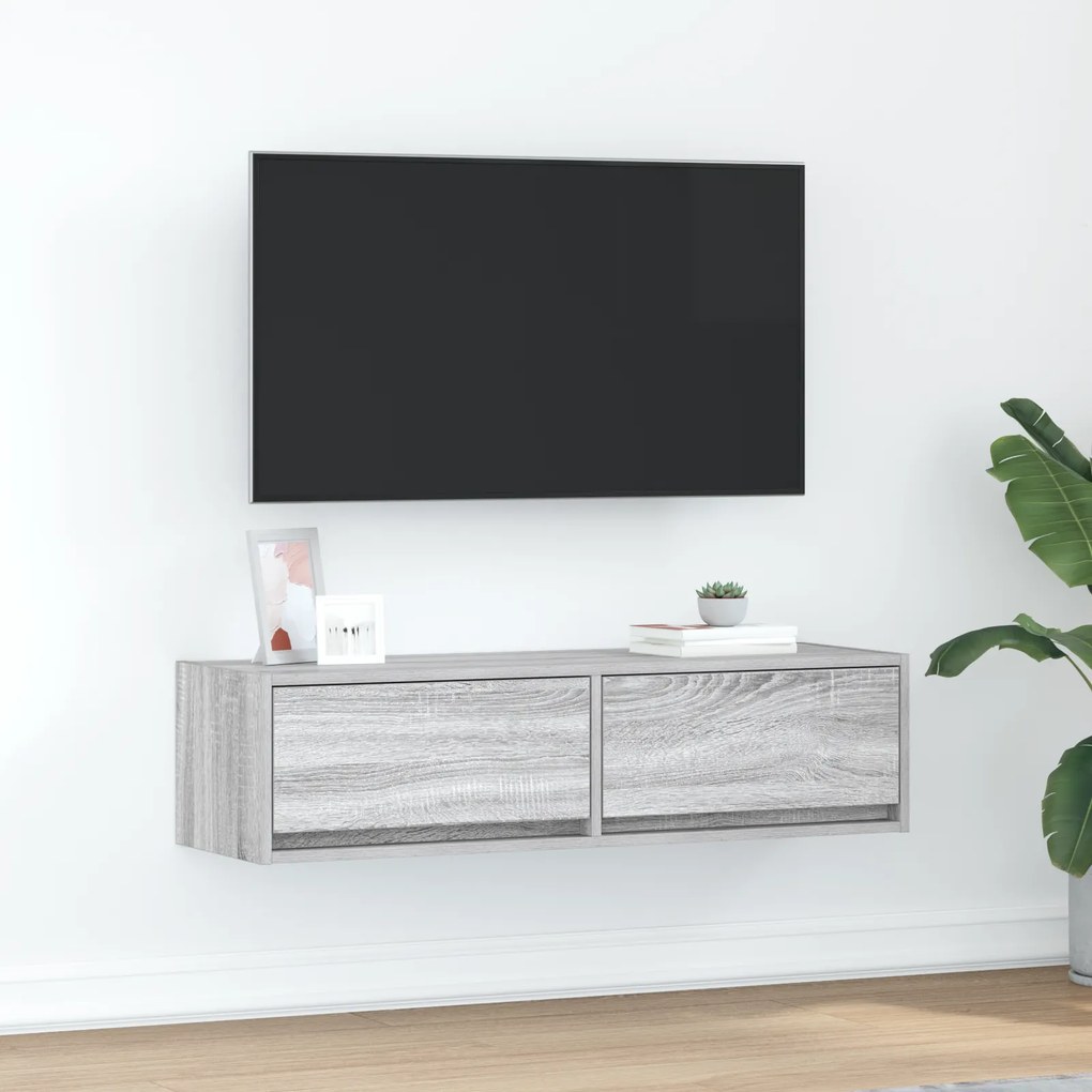 Aparador de TV vidaXL Cinza Sonoma 100x31x25,5 cm Madeira Derivada