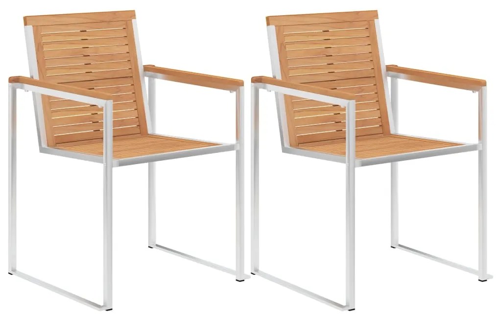 Cadeiras de jardim com almofadões 2 pcs teca maciça e aço