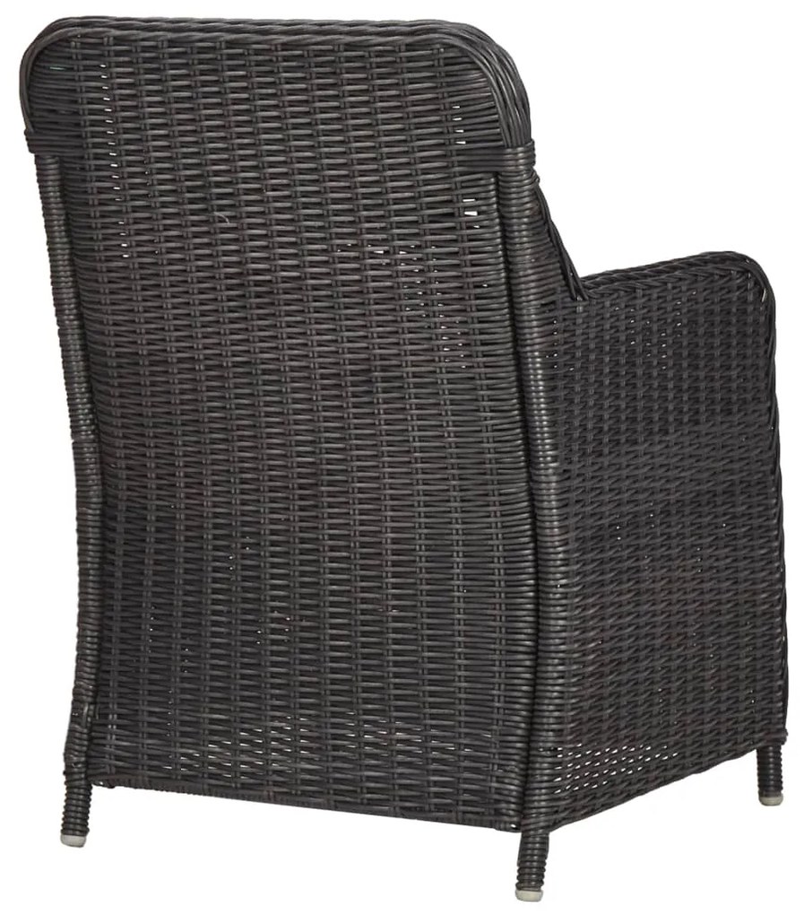 7 pcs conjunto de jantar para jardim vime PE preto