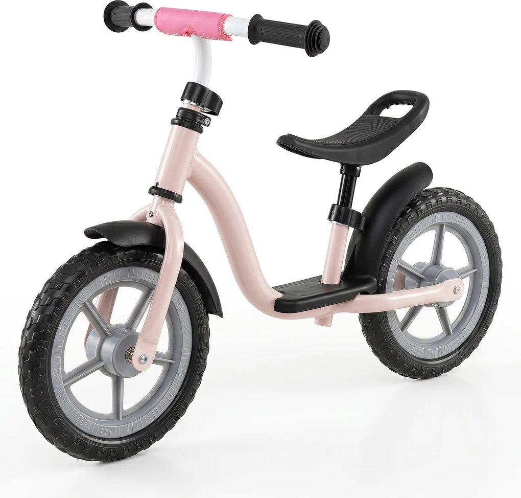 Bicicleta de Equilíbrio sem Pedais para Crianças, 86 x 41 x 51-56 cm, Guiador e Selim Reguláveis, Rosa