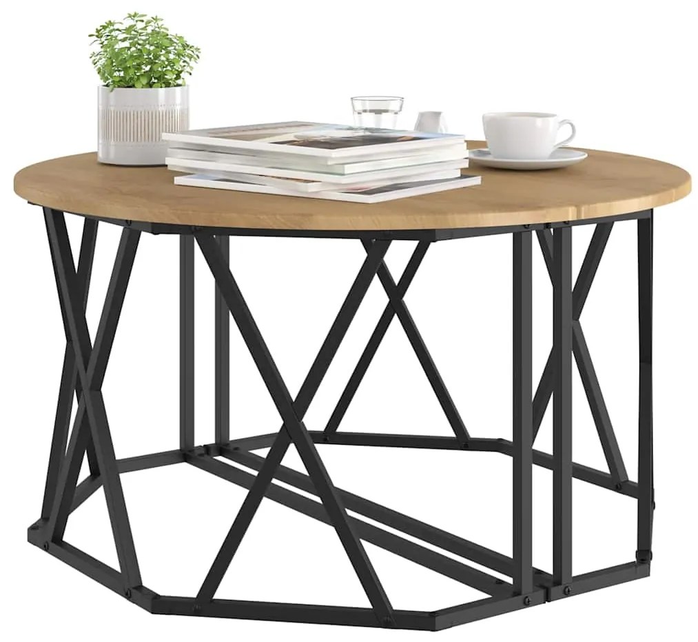 Mesa de Café vidaXL Artisan Carvalho 31,5x31,5x16,5 polegadas Feita de