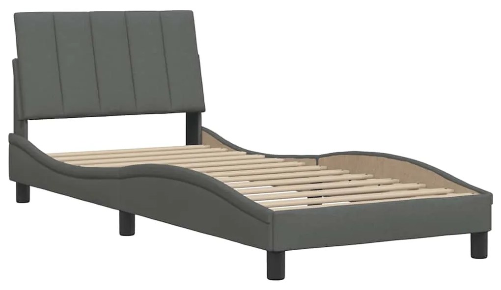 Estrutura de cama sem colchão 90x190 cm tecido cinzento-escuro