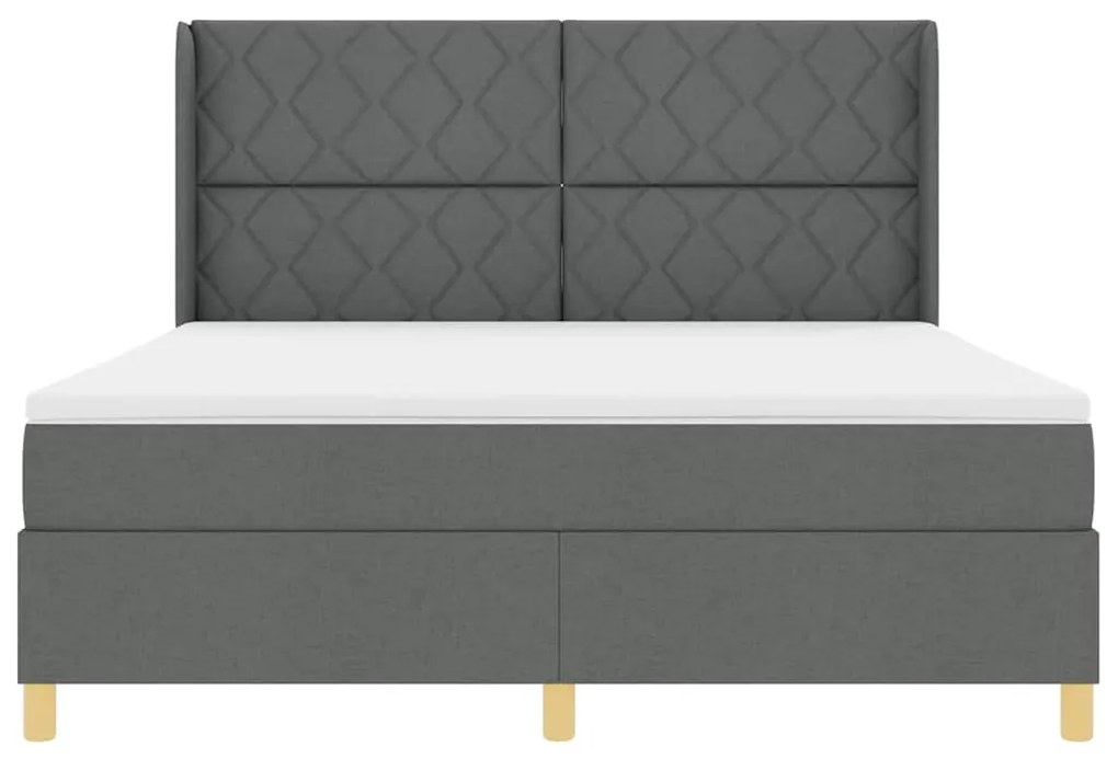 Cama Box Spring vidaXL com Colchão e LED Cinza Escuro 180x200 cm em Te