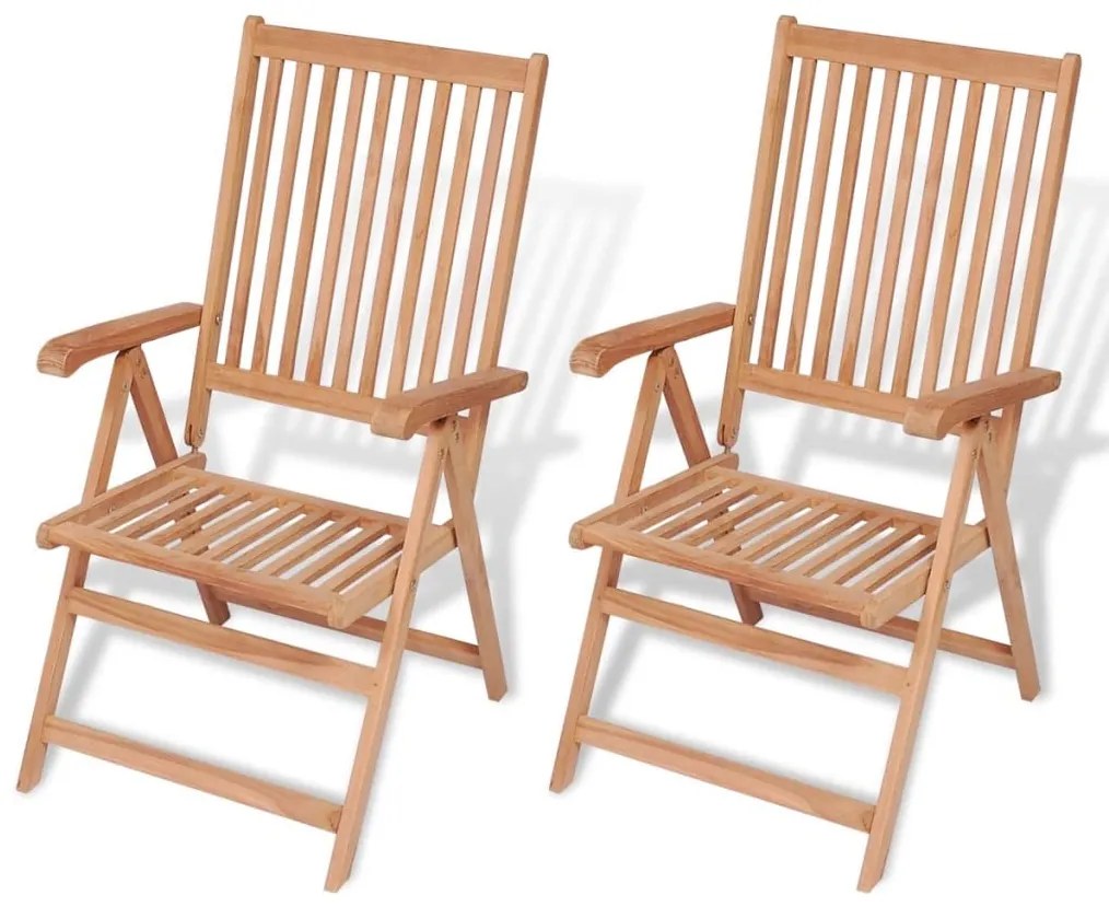vidaXL Cadeiras de jardim reclináveis 2 pcs madeira teca maciça