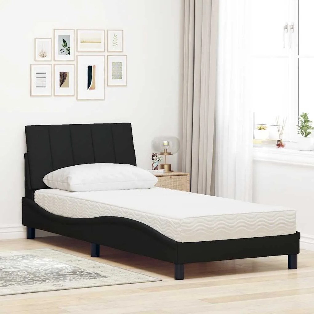 Cama com colchão 80x200 cm tecido preto