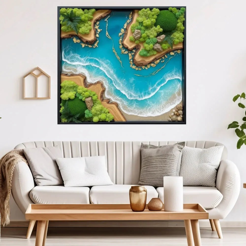 Autocolante quadrado Musgo – Baía exótica a vista de pássaro