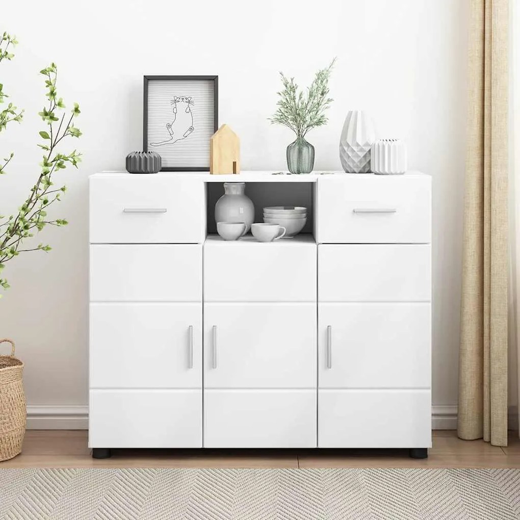 vidaXL Buffet com gaveta Branco 88.5 x 30.5 x 73 cm Madeira processada