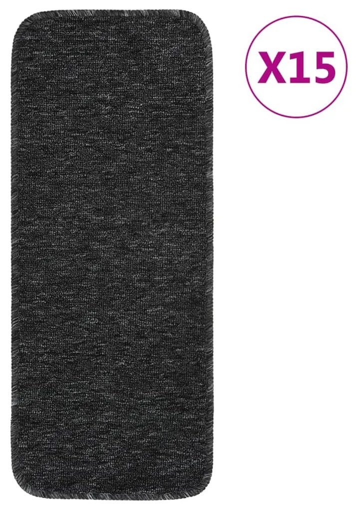 vidaXL Tapetes antiderrapantes retang. escadas 15pcs 60x25cm antracite