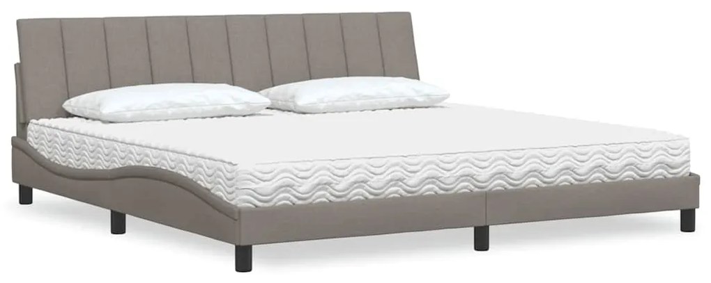 vidaXL Cama com colchão 200x200 cm tecido cinzento-acastanhado