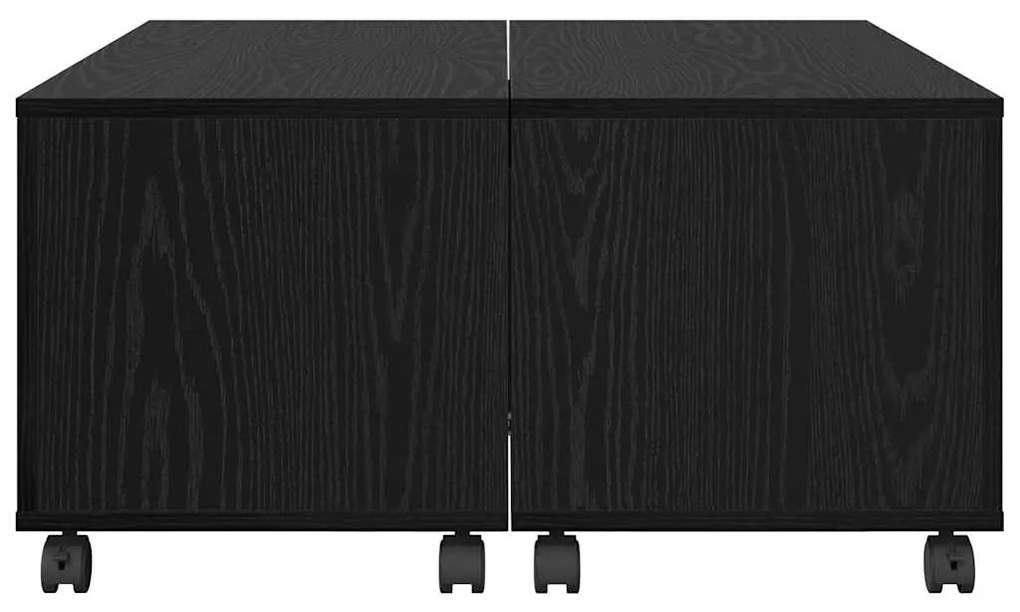 Mesa de centro com roda com armazenamento Carvalho preto 75 x 75 x 38