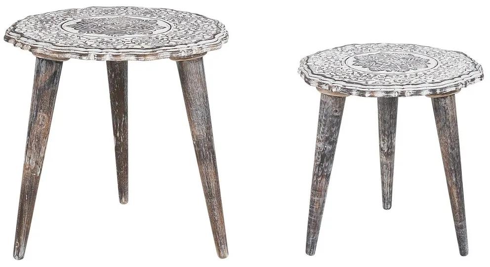 Conjunto de 2 mesas de apoio em madeira branca ADRO Beliani