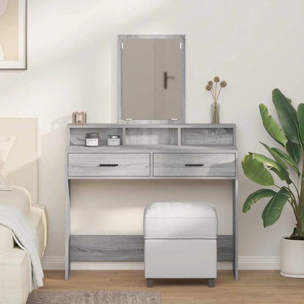 vidaXL Mesa de Maquiagem com gaveta Cinza Sonoma 100 x 41 x 140 cm