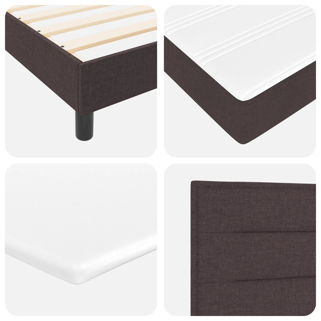 Cama Box Spring com Colchão Marrom Escuro 140x200 cm Tecido