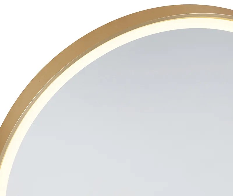 Espelho de banheiro redondo dourado 50 cm incl. LED com dimmer de toque - Miral Moderno