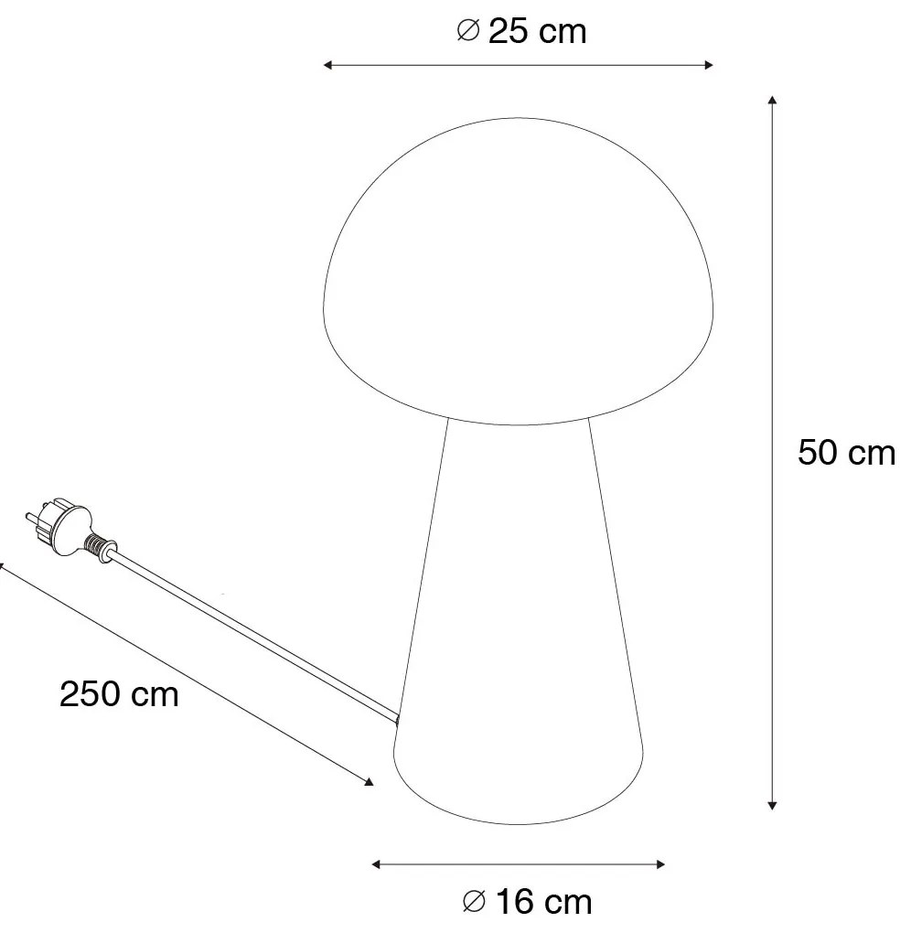 Candeeiro de pé para exterior preto 50 cm - Cogumelo Design