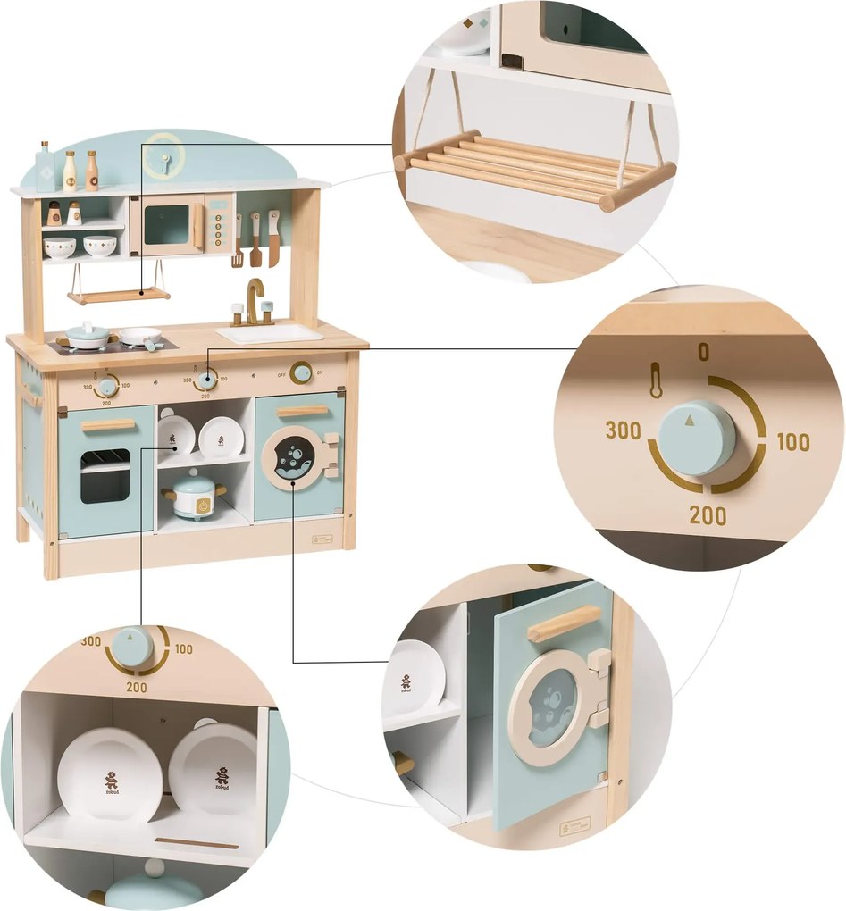 Cozinha de Brincar infantil de madeira com acessórios 98 x 75,5 x 35 cm Dream Azul