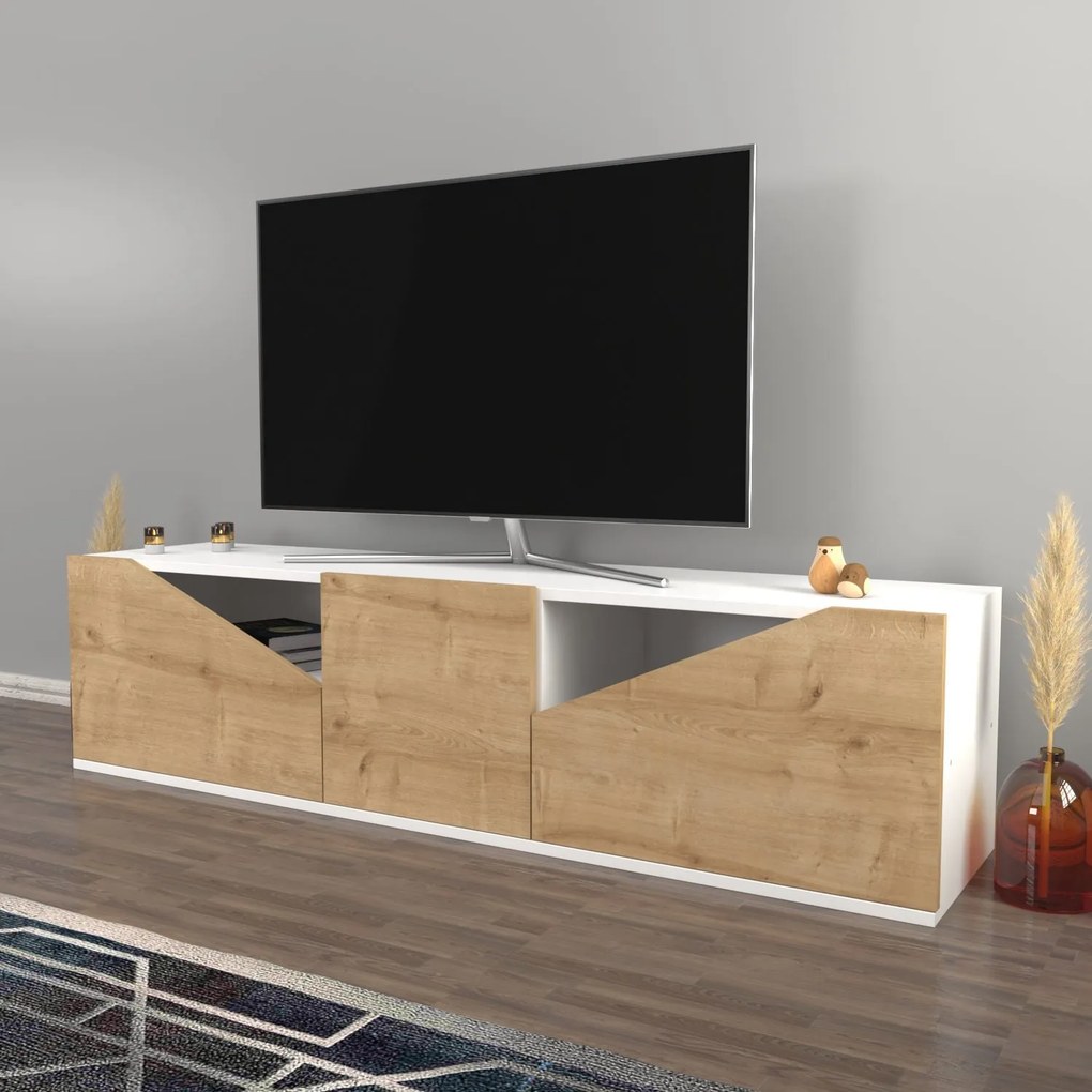 TV Stand Carson – Branco Carvalho – 160 cm x 35,3 cm x 40 cm