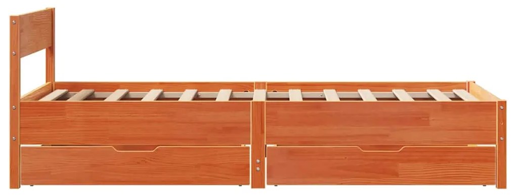 Cama sem colchão 90x200 cm pinho maciço castanho-mel