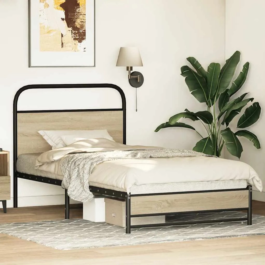 Estrutura cama s/ colchão derivados de madeira carvalho sonoma