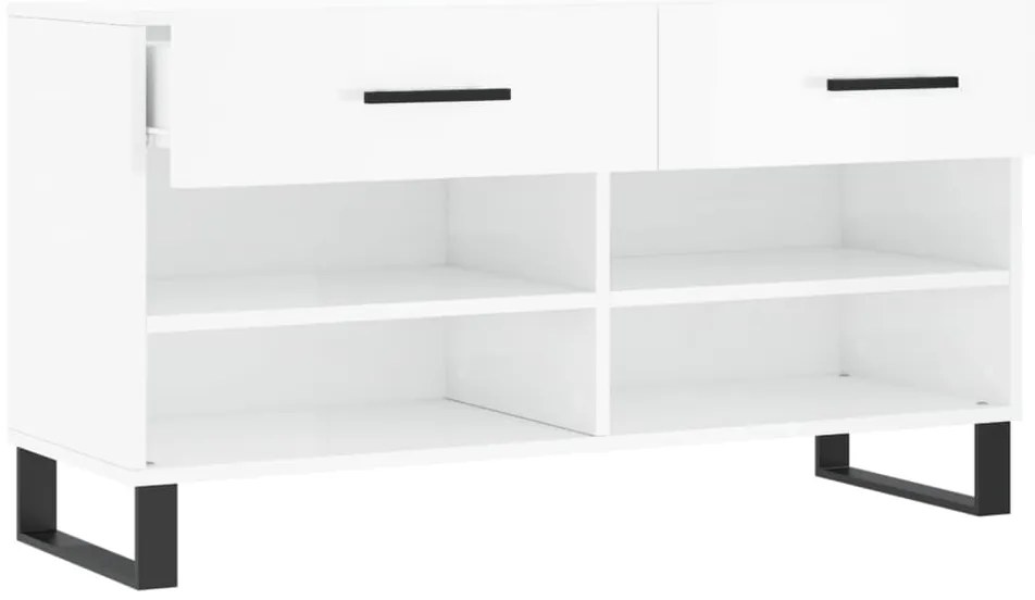 Banco sapateira 102x35x55 cm derivados madeira branco brilhante