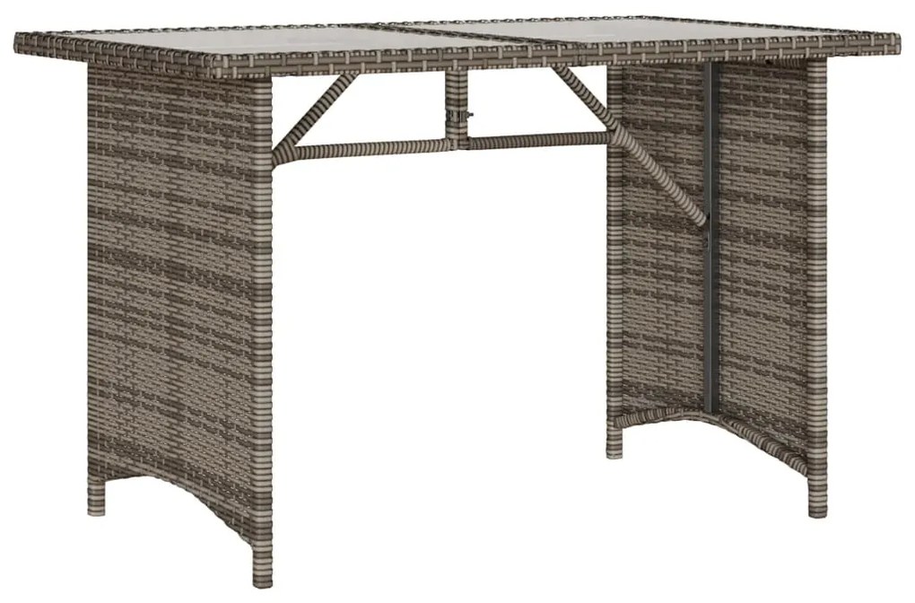 Mesa de jardim com tampo de vidro 110x68x70 cm vime PE cinza