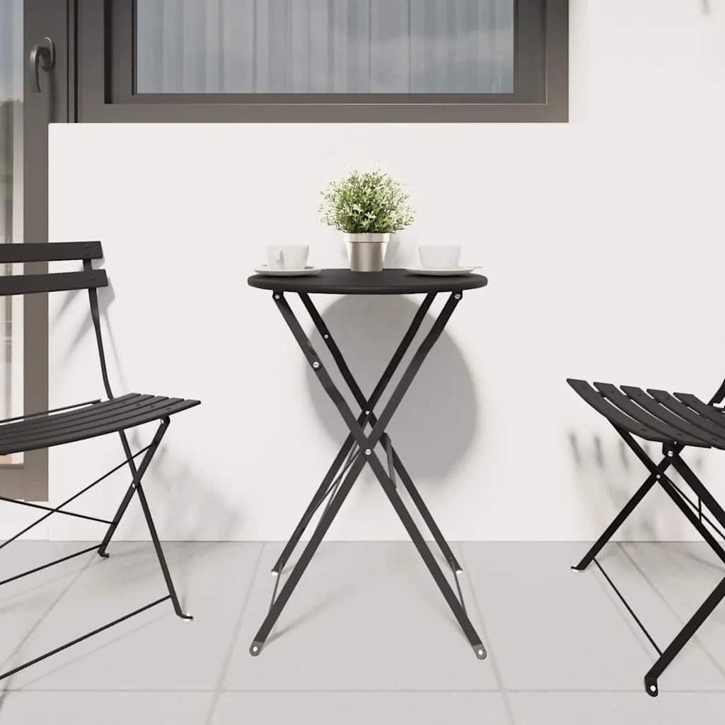 Mesa bistrô dobrável antracite Ø50x71 cm em aço revestido a pó