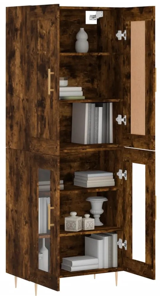 Armário alto 69,5x34x180 cm madeira processada carvalho fumado