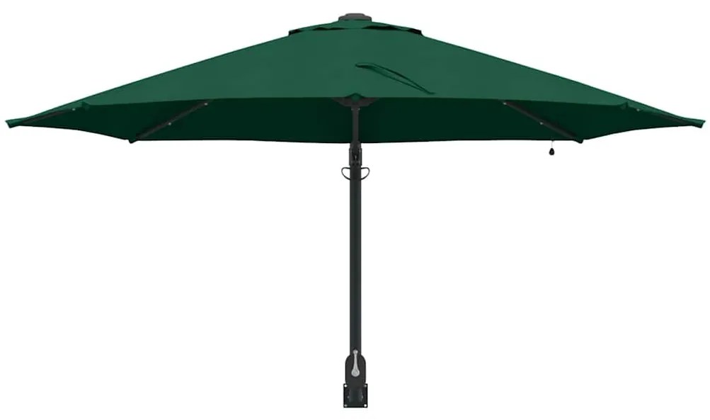 Guarda-sol de Jardim Montado na Parede com LEDs Verde 248 cm