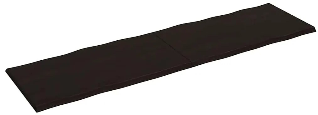 Tampo de mesa com bordas vivas maciço tratado castanho-escuro