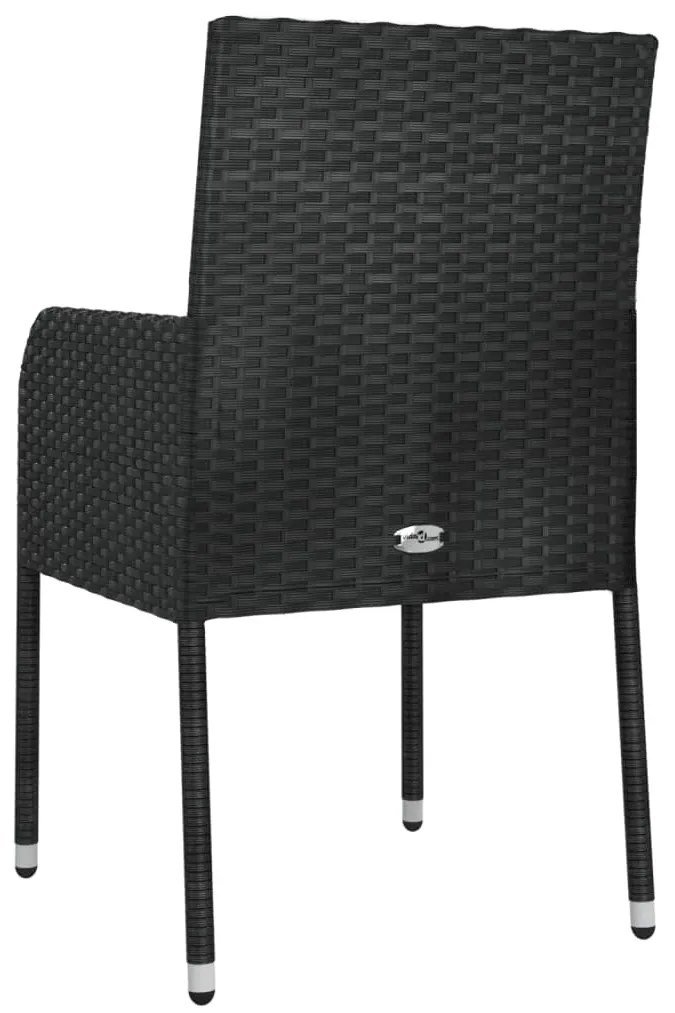 Cadeiras de jardim com almofadões 4 pcs vime PE preto