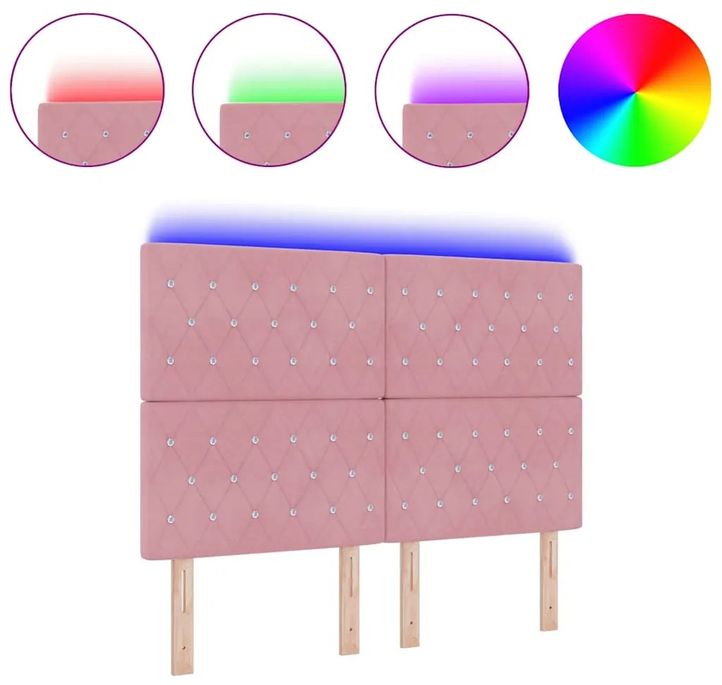 Cabeceira LED Rosa 80 cm Veludo